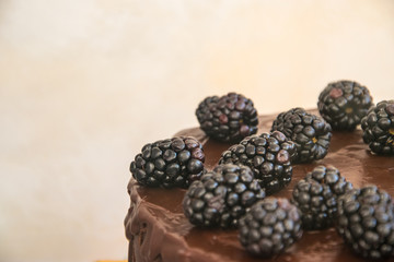 berries on chocolate