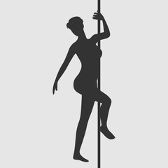 Silhouette of girl and pole. Pole dance illustration.