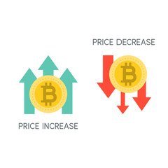 Bitcoin price increase and decrease, flat icon