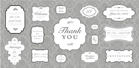 Vector Wedding Invitation Frame Set