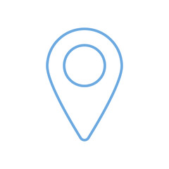 Blue Navigation (Gps) icon, thin line map pin icon