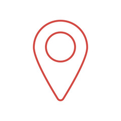 Red Navigation (Gps) icon, map pin vector icon, thin line map icon