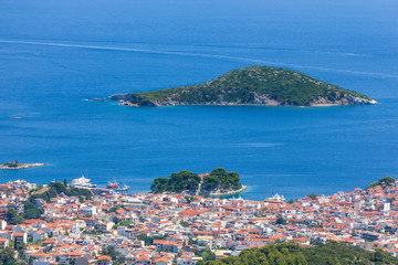 Panoramic view at the Skiathos island, Greece