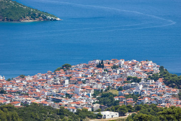 Fototapeta premium Panoramic view at the Skiathos island, Greece