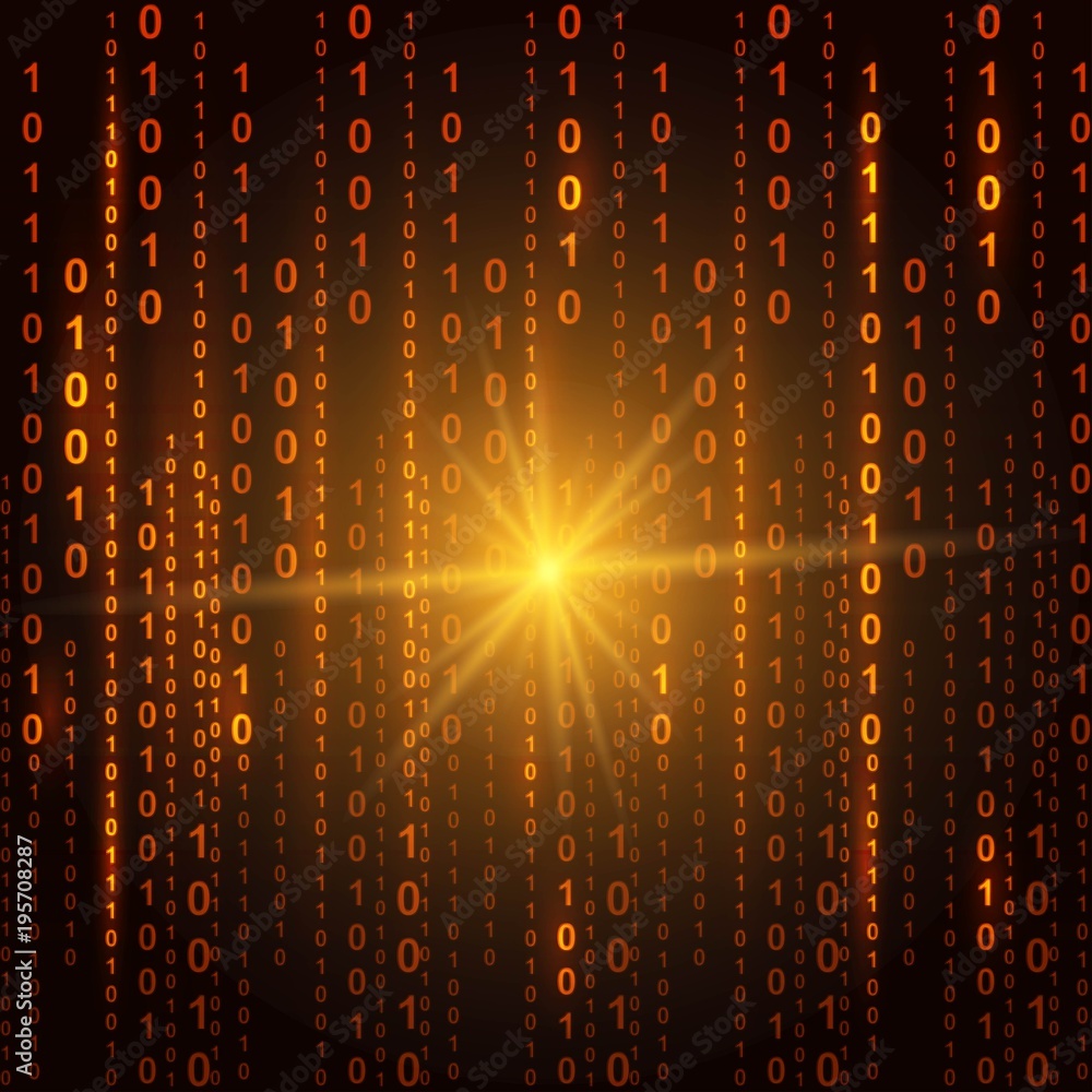 Aufkleber yellow binary computer code background. cyber future wallpaper. vector illustration