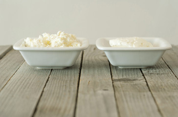 dairy products, rustic wooden table background