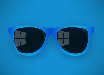 blue sunglasses on a blue background