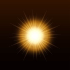 Vector yellow sun with rays and glow