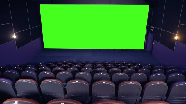 Movie theatre with a green screen. 4K.