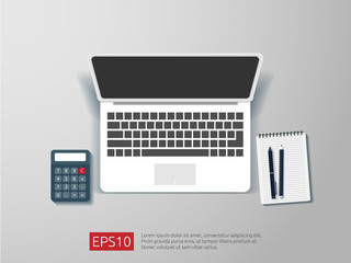 top view of blank screen laptop vector illustration