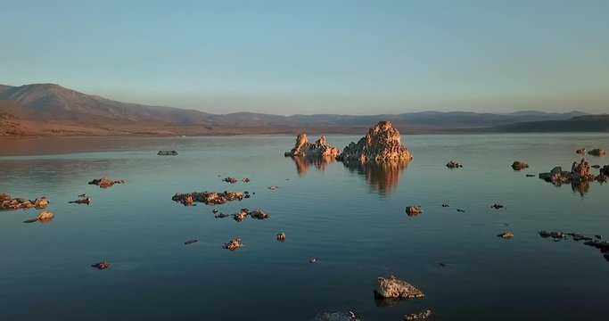 Mono lake 4K drone sunrise - sunset 