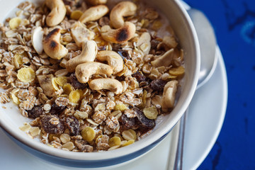 muesli and nuts in yogurt