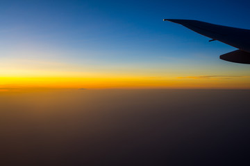 Twilight Sunset sky on airplane