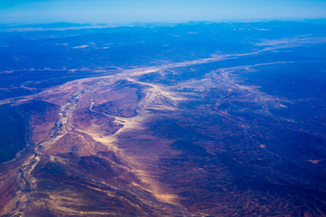 Africa continent aerial view from airplane 