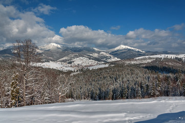 Winter ski resort in The Ukrainian Carpathian mountains, Bukovel