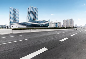 Highway and city building in Guangzhou, China