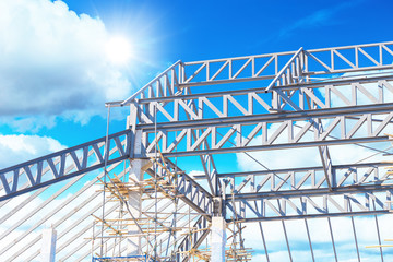 Fototapeta premium metal steel roof construction structure frame work