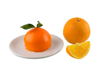 Orange cake on white background
