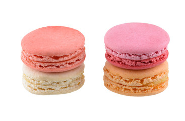 Sweet and colourful french macaroons or macaron, Dessert isolated on white background