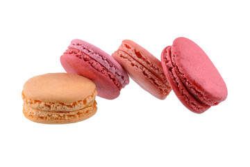 Sweet and colourful french macaroons or macaron, Dessert isolated on white background
