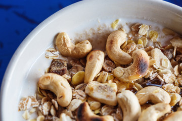 muesli and nuts in yogurt