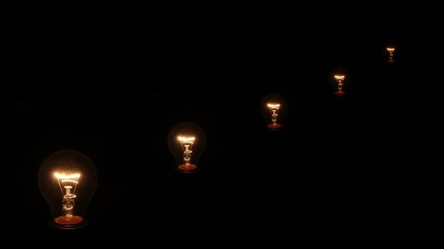 incandescent lamp stack on isolated black