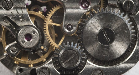 Fototapeta na wymiar clockwork old mechanical watch, high resolution and detail