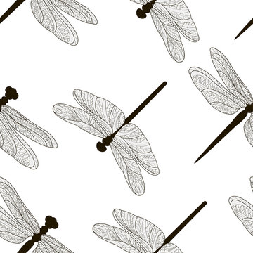 Pattern of silhouettes of dragonflies