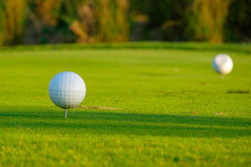 golf course marker tee off and green lawn.