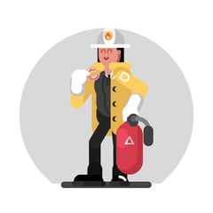 Naklejka premium Fireman girl standing