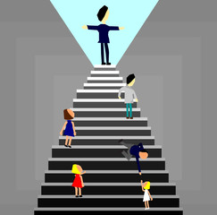 business man  standing on top of the stairs,success concept,Vector 