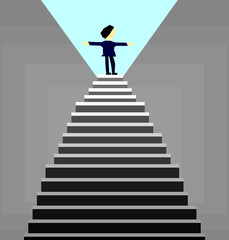 business man  standing on top of the stairs,success concept,Vector 