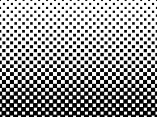 Gradient halftone squares background. Pop art template. Black and white texture. Vector illustration.