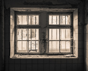 old window with grid