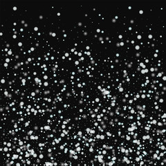 Beautiful falling snow. Bottom gradient with beautiful falling snow on black background. Unusual Vector illustration.