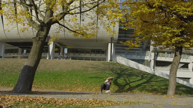 B-boy performing outdoors