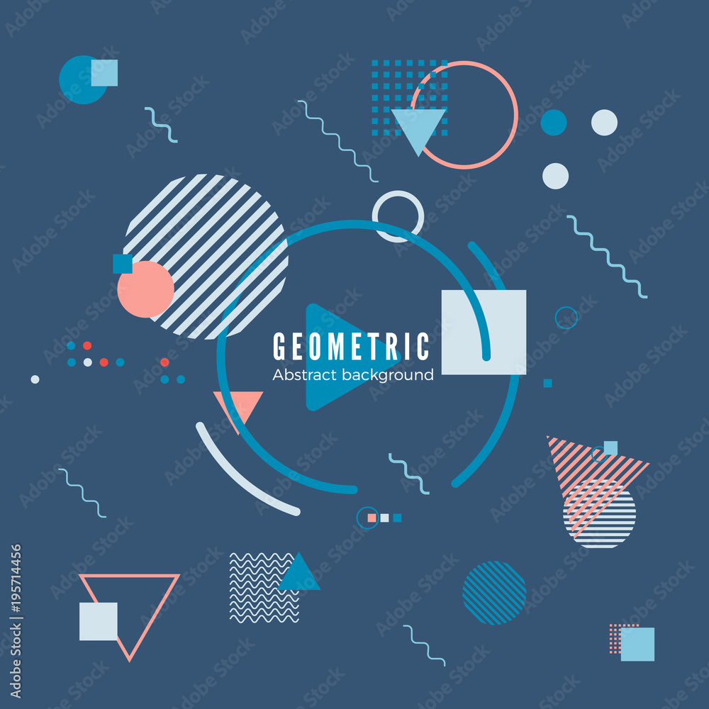 Poster geometric motion design concept. simple geometry pattern with frame and text. identity banner print.