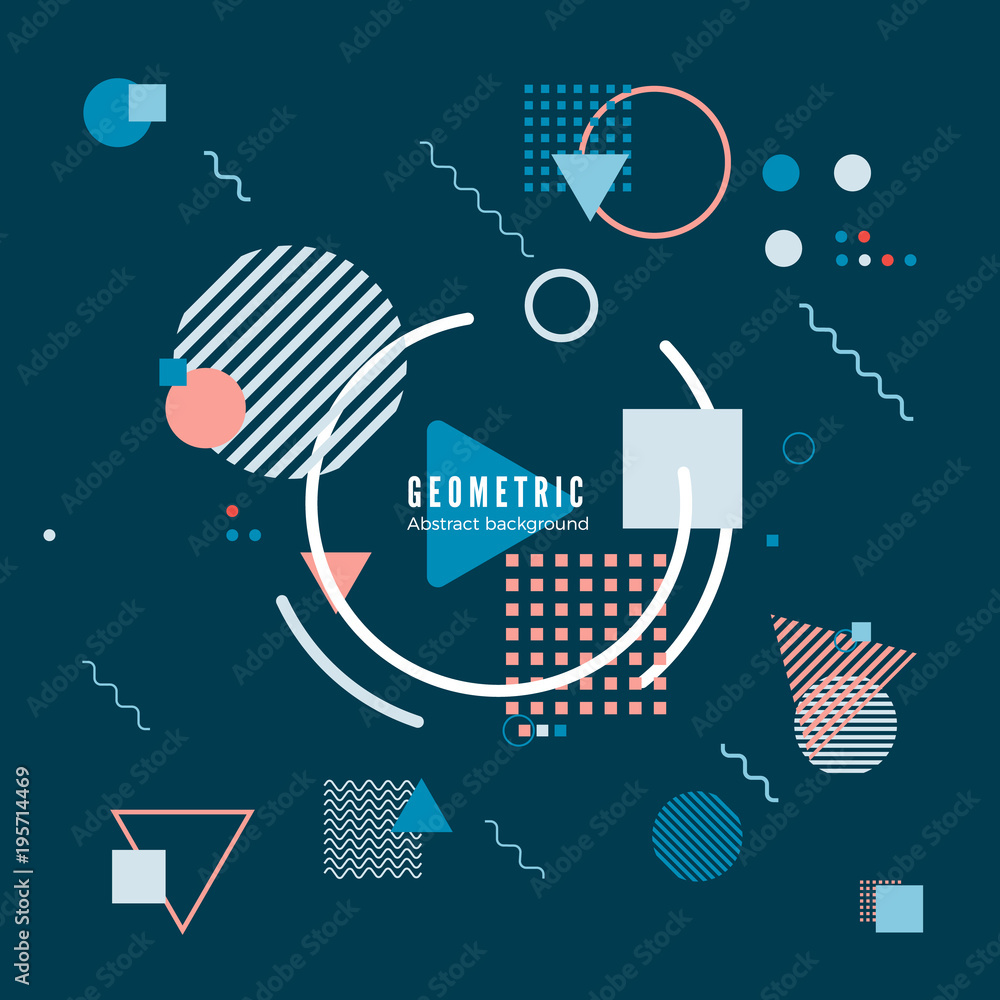 Poster geometric motion design texture. simple geometry pattern with frame and text. identity banner print.