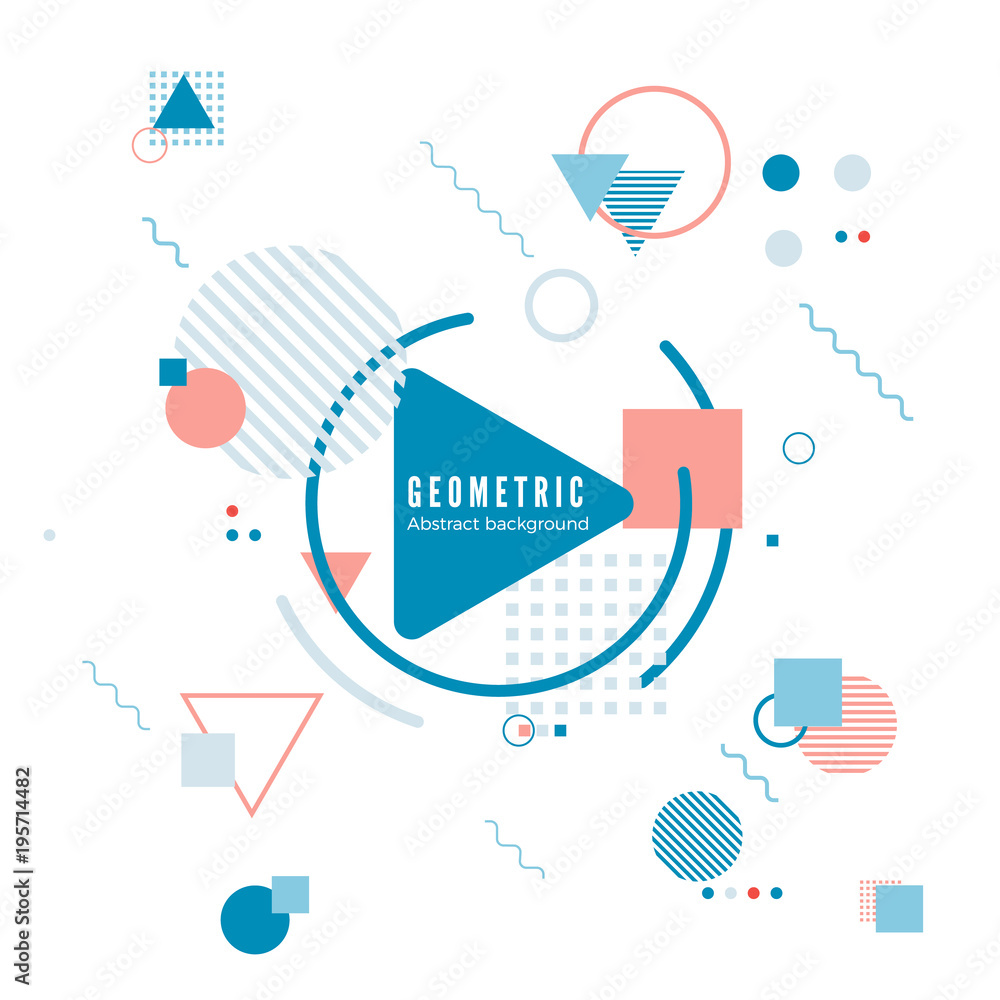 Poster geometric motion design concept. simple geometry pattern with frame and text. identity banner print.