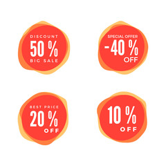 Discount Sticker set. Sale red tag Isolated on white background. Discount Offer Price Label. Vector Illustration