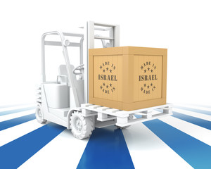 Forklift Truck with Israel Flag Color. Made in Israel.