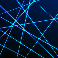 Random Laser Mesh. Security blue beams. Vector illustration isolated on dark background