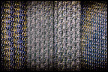 Dark background from a textile material with wicker, close-up fabric texture