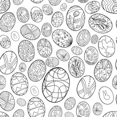 doodle Easter seamless pattern