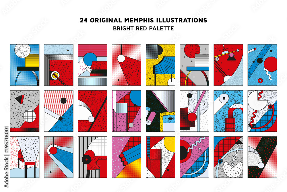 Poster universal vector seamless patterns set of simple elements