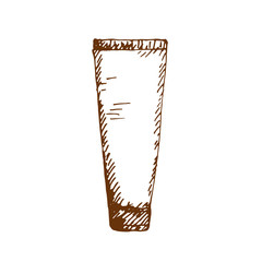 Fototapeta premium Hand drawn cosmetic tube mock-up for cream, tooth paste, gel, sauce, paint, glue. Sketched mock-up of cosmetic package.