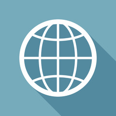 Obraz premium globe, planet. simple silhouette. White flat icon with long shadow on background