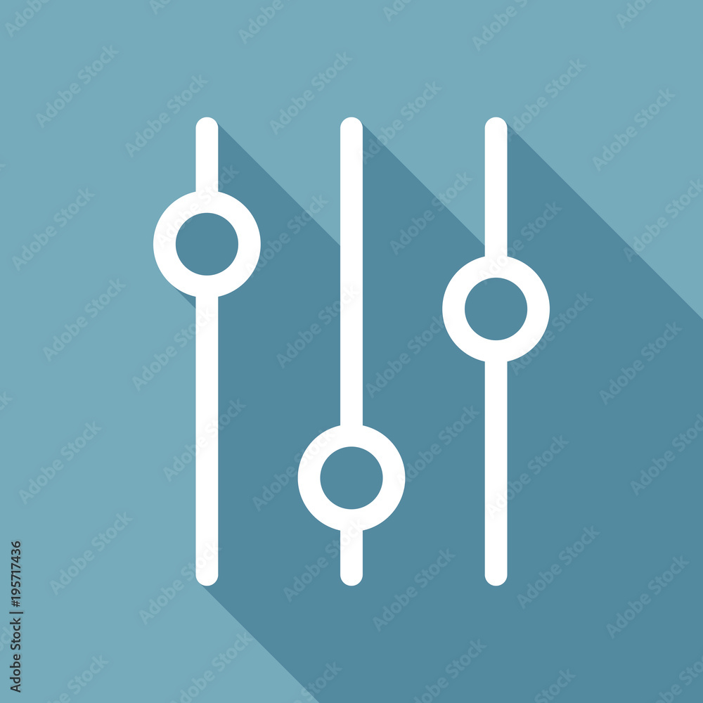 Poster setting. simple icon. white flat icon with long shadow on background