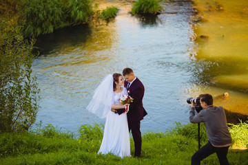 Wedding photoshoot near the river