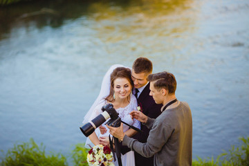 Photographer showing had just taken photos